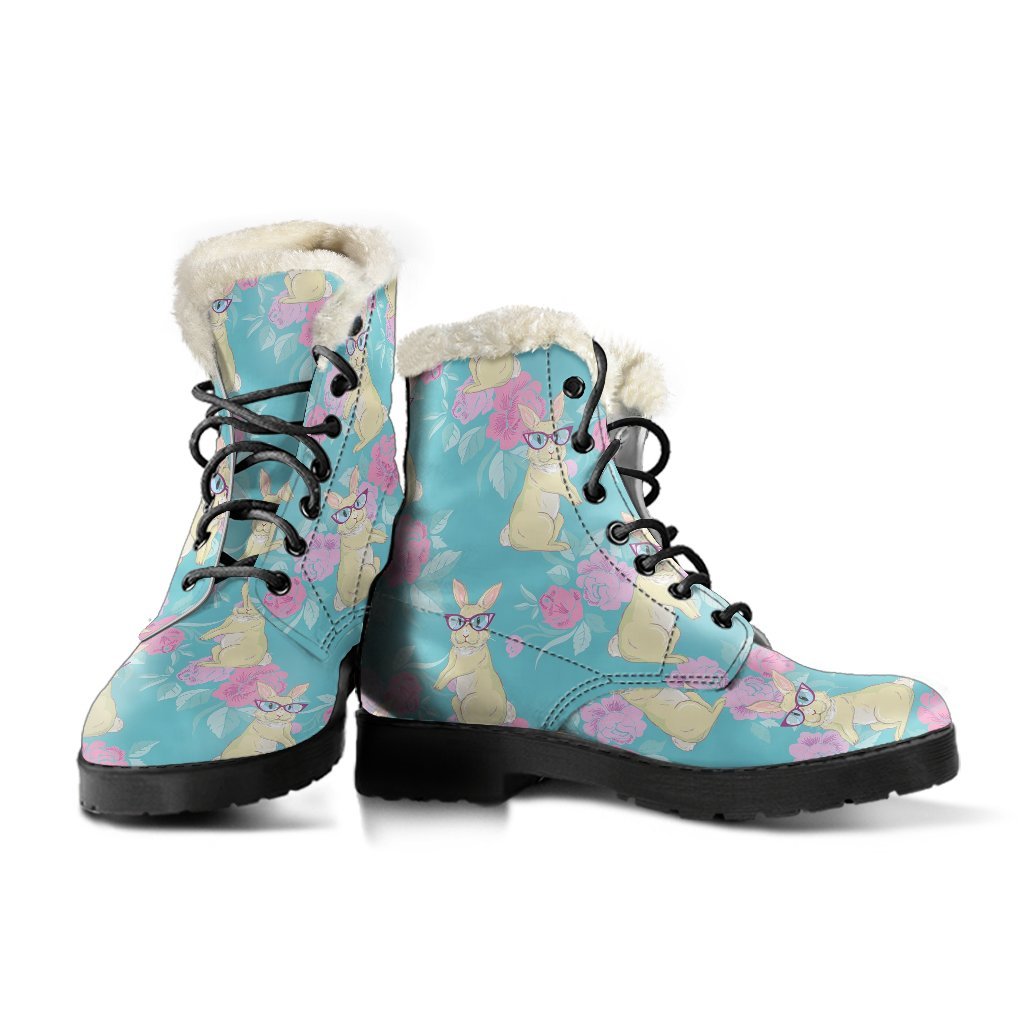 Bunny Rabbit Print Pattern Comfy Winter Boots-grizzshop