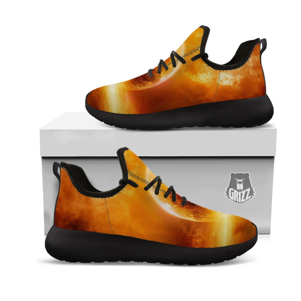 Burning Apocalyptic Planet Earth Print Black Athletic Shoes-grizzshop