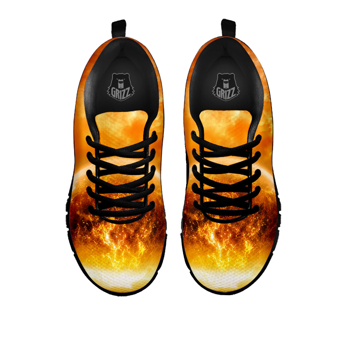 Burning Apocalyptic Planet Earth Print Black Sneaker-grizzshop