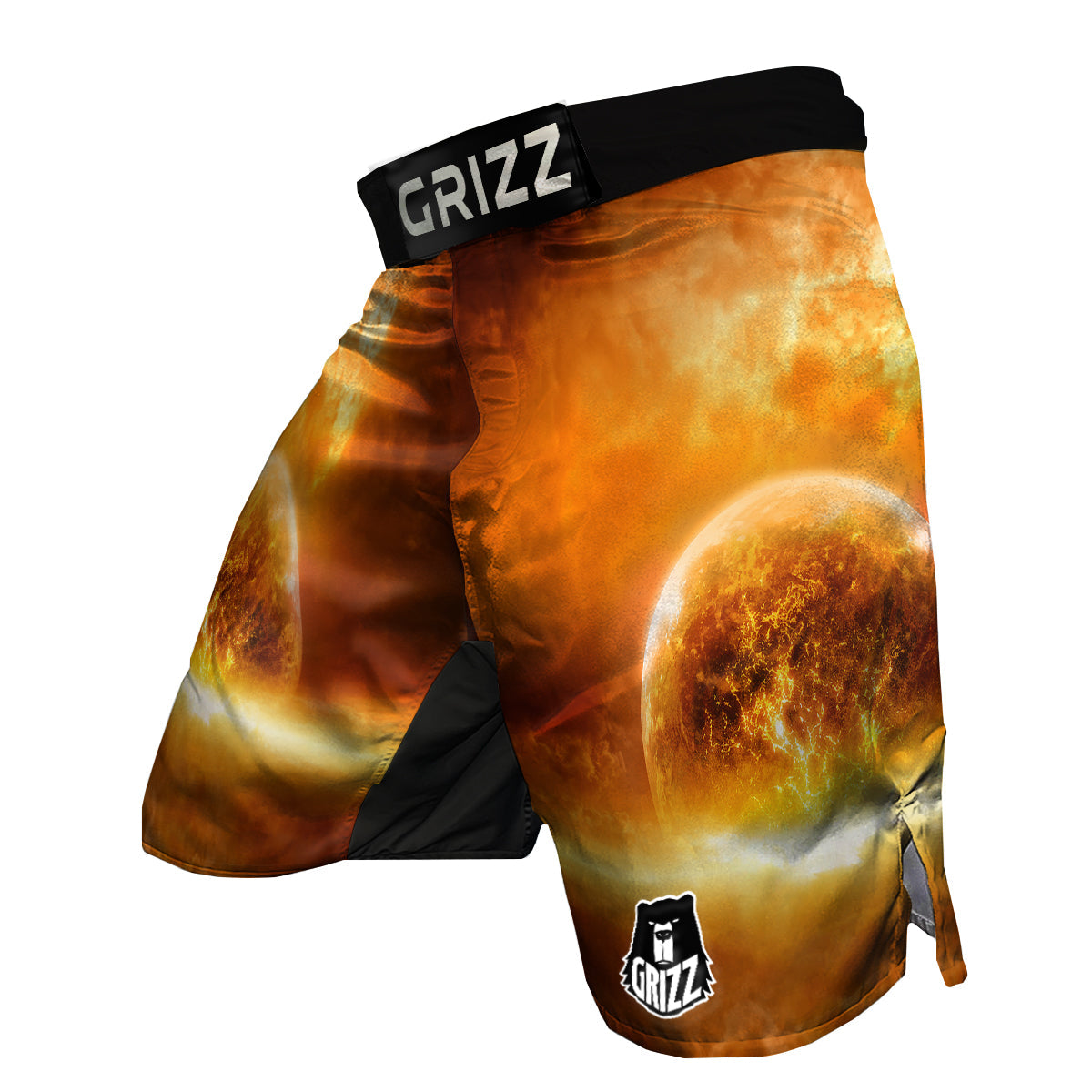 Burning Apocalyptic Planet Earth Print MMA Shorts-grizzshop