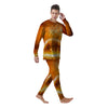 Burning Apocalyptic Planet Earth Print Men's Pajamas-grizzshop