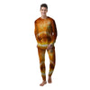 Burning Apocalyptic Planet Earth Print Men's Pajamas-grizzshop