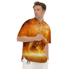 Burning Apocalyptic Planet Earth Print Men's Short Sleeve Shirts-grizzshop