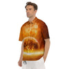 Burning Apocalyptic Planet Earth Print Men's Short Sleeve Shirts-grizzshop