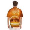 Burning Apocalyptic Planet Earth Print Men's Short Sleeve Shirts-grizzshop