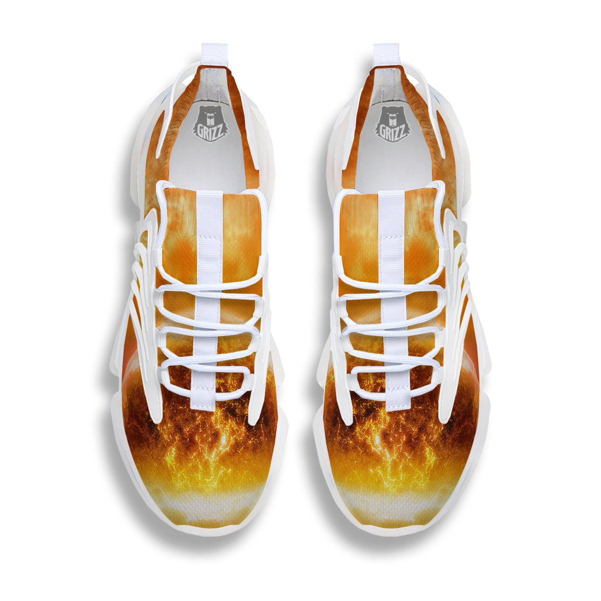 Burning Apocalyptic Planet Earth Print White Gym Shoes-grizzshop