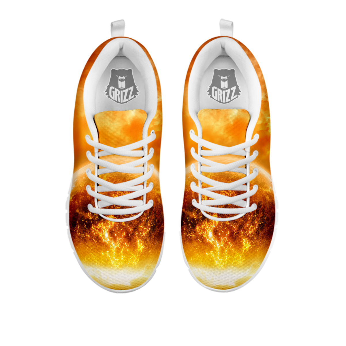 Burning Apocalyptic Planet Earth Print White Sneaker-grizzshop