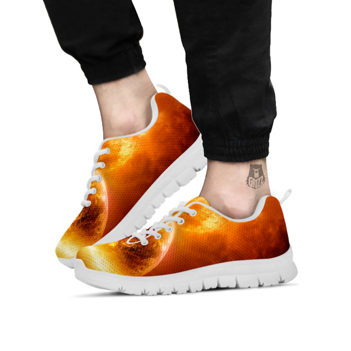 Burning Apocalyptic Planet Earth Print White Sneaker-grizzshop