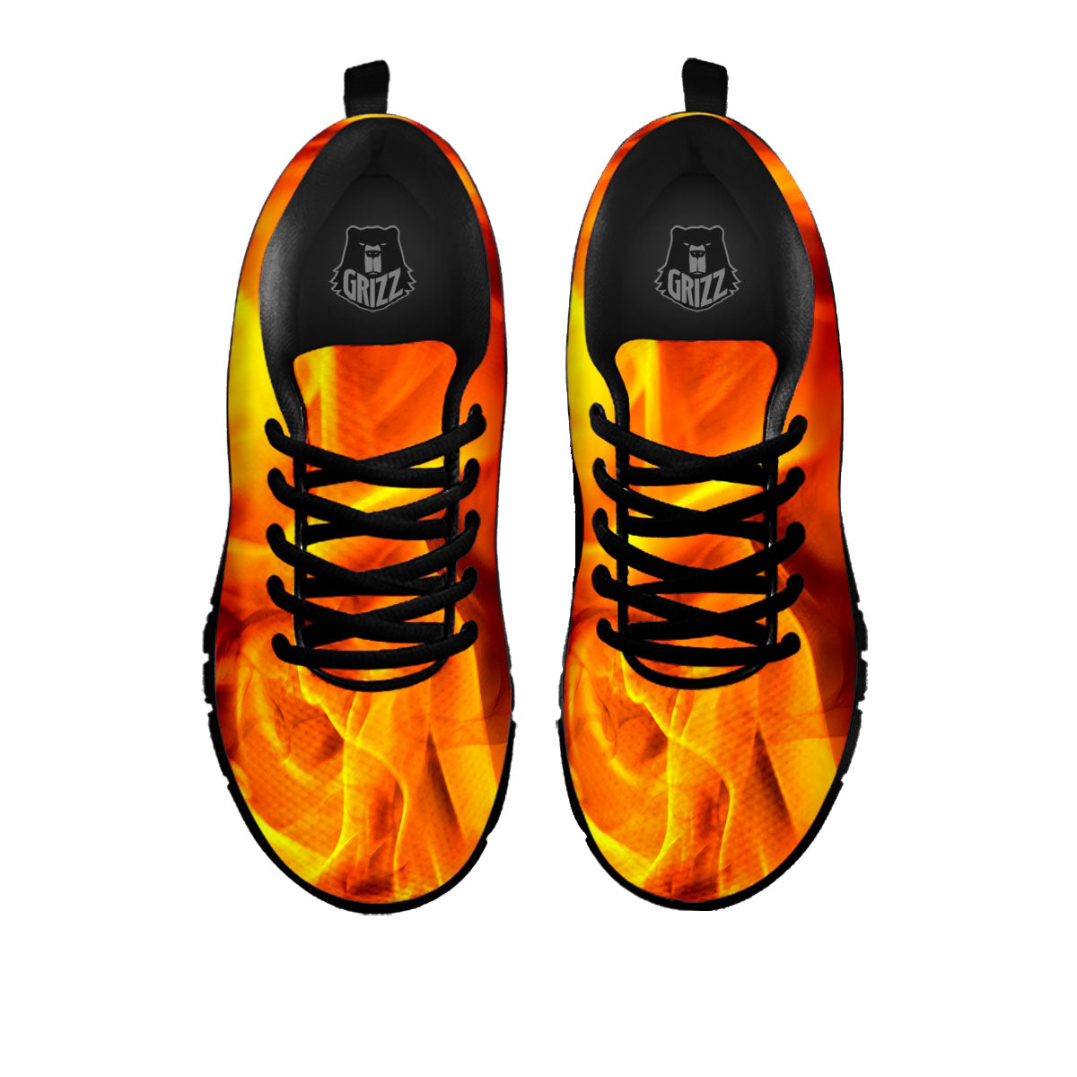 Burning Fire Flame Print Black Sneaker-grizzshop