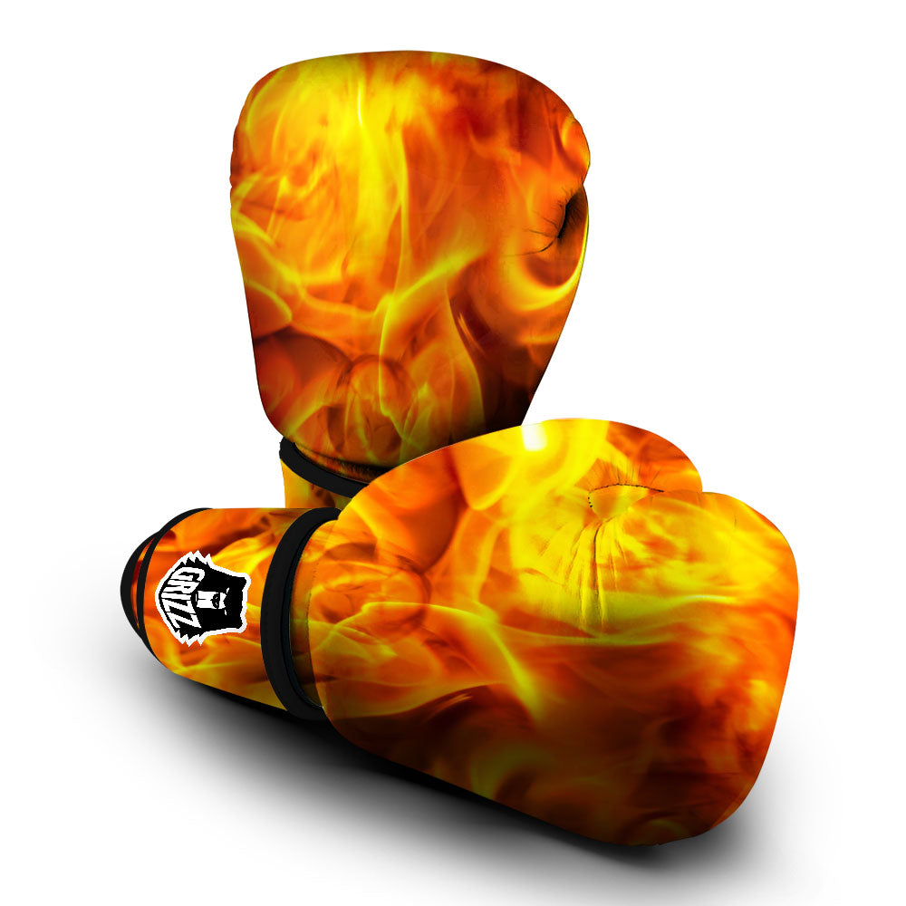 Burning Fire Flame Print Boxing Gloves-grizzshop