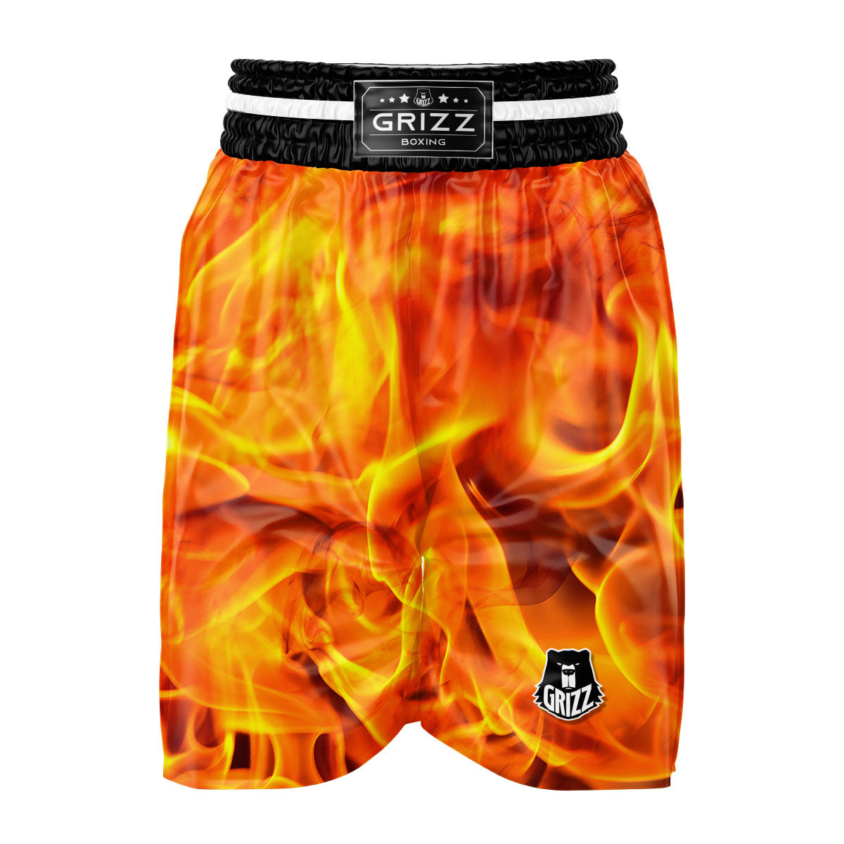 Burning Fire Flame Print Boxing Shorts-grizzshop