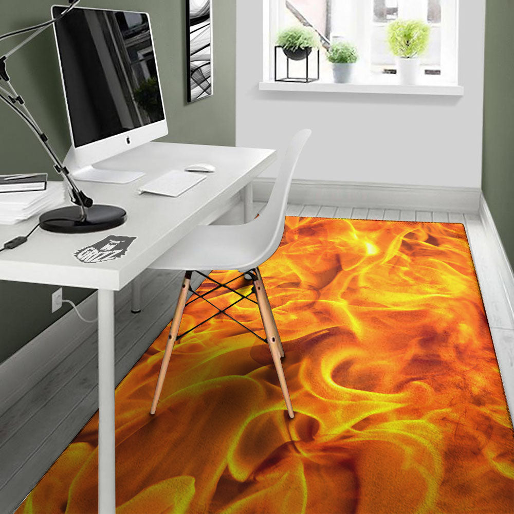 Burning Fire Flame Print Floor Mat-grizzshop