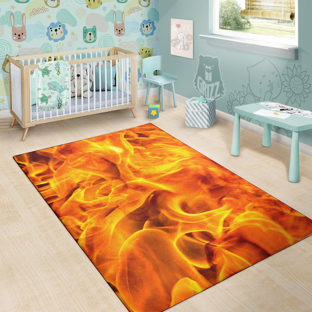 Burning Fire Flame Print Floor Mat-grizzshop