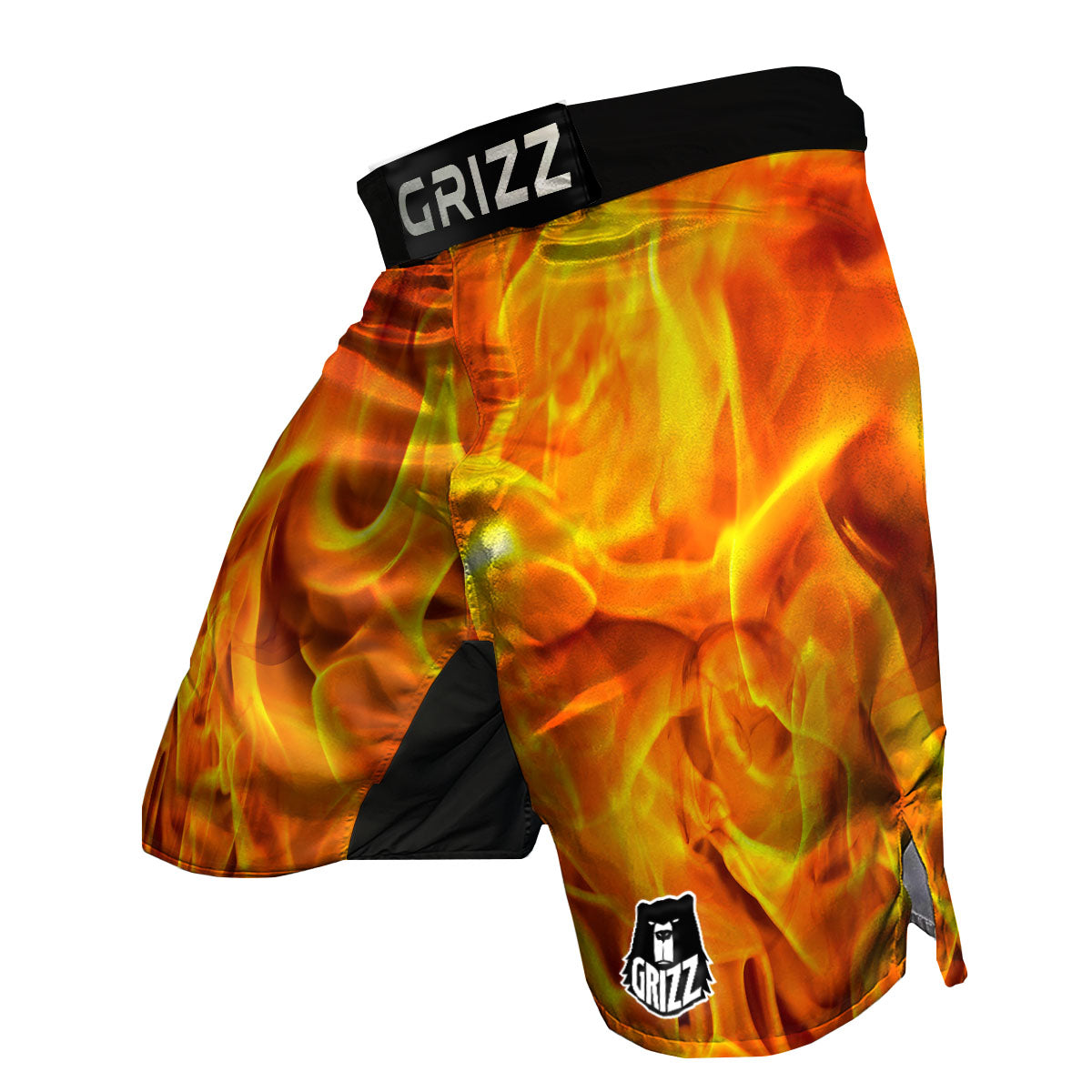 Burning Fire Flame Print MMA Shorts-grizzshop