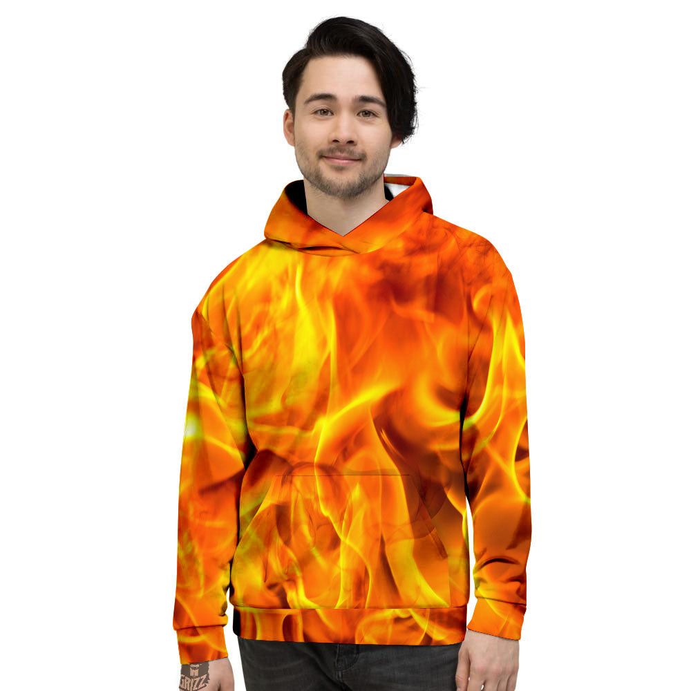 Burning Fire Flame Print Men's Hoodie-grizzshop