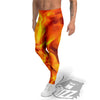 Burning Fire Flame Print Men's Leggings-grizzshop