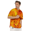 Burning Fire Flame Print Men's Short Sleeve Shirts-grizzshop