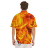 Burning Fire Flame Print Men's Short Sleeve Shirts-grizzshop