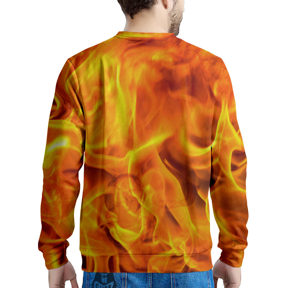 Burning Fire Flame Print Men's Sweatshirt-grizzshop