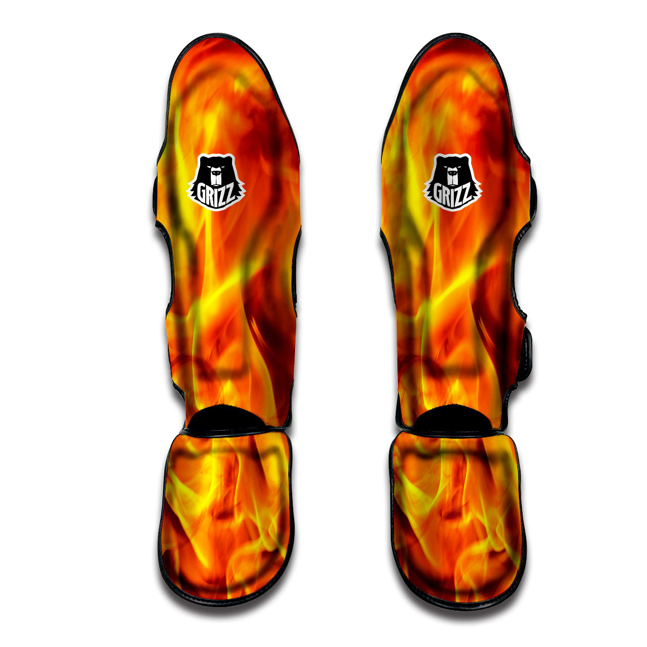 Burning Fire Flame Print Muay Thai Shin Guards-grizzshop