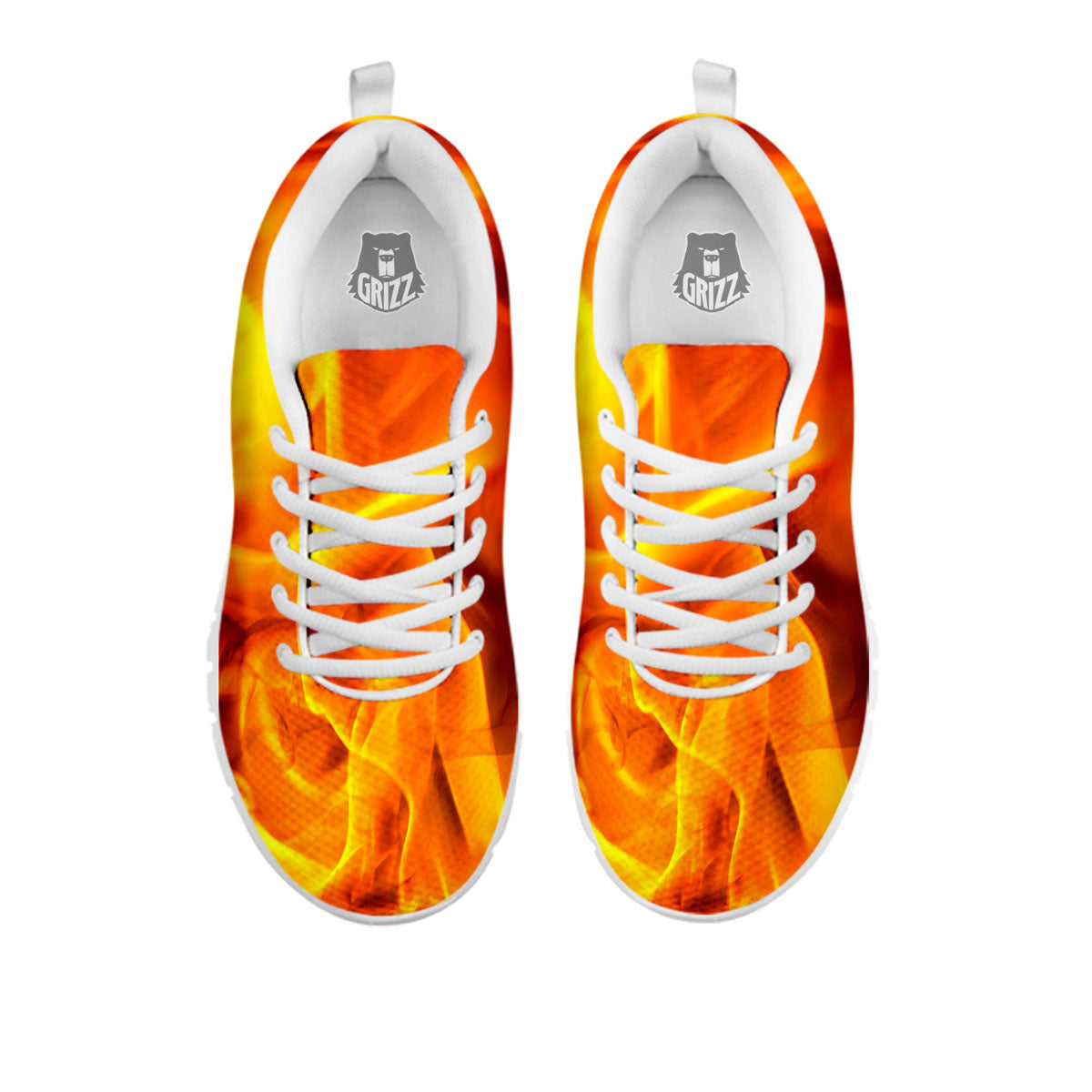 Burning Fire Flame Print White Sneaker-grizzshop