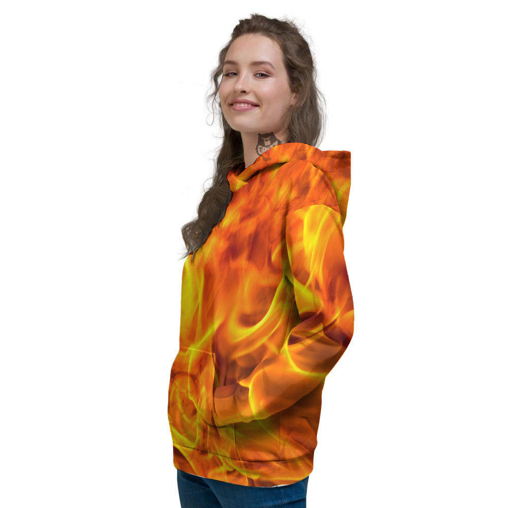 Burning Fire Flame Print Women's Hoodie-grizzshop