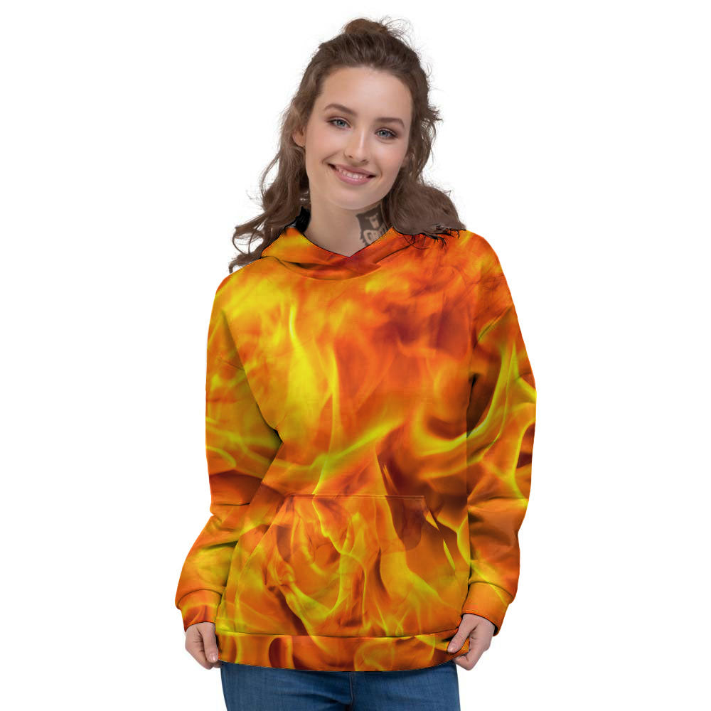 Burning Fire Flame Print Women's Hoodie-grizzshop