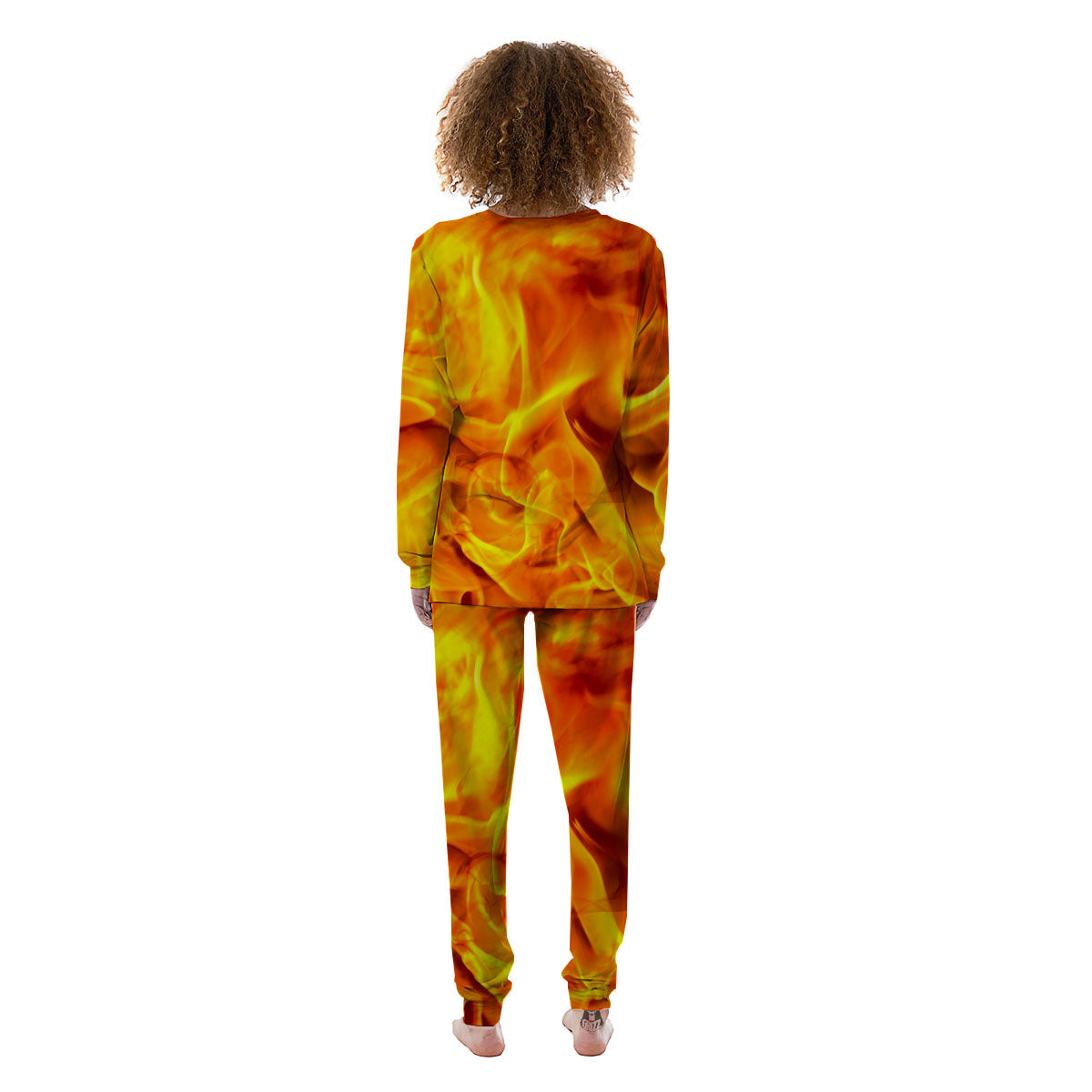 Burning Fire Flame Print Women's Pajamas-grizzshop