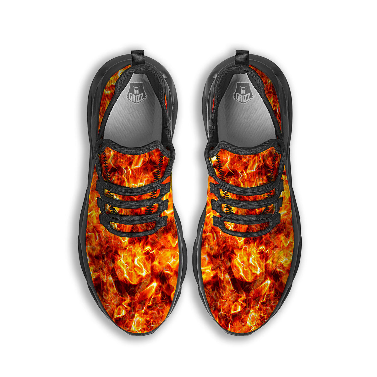 Burning Lava Print Black Running Shoes-grizzshop