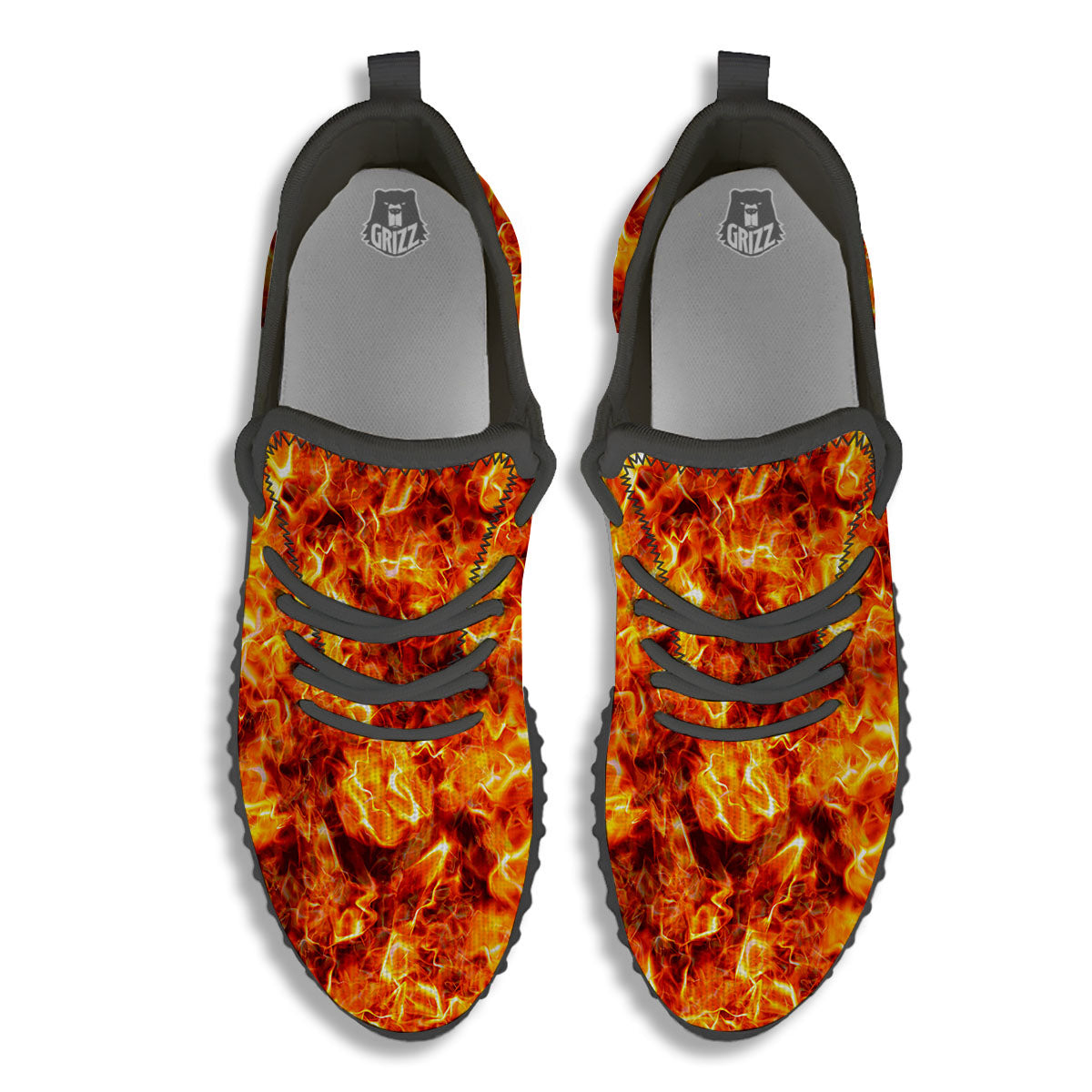 Burning Lava Print Black Walking Shoes-grizzshop