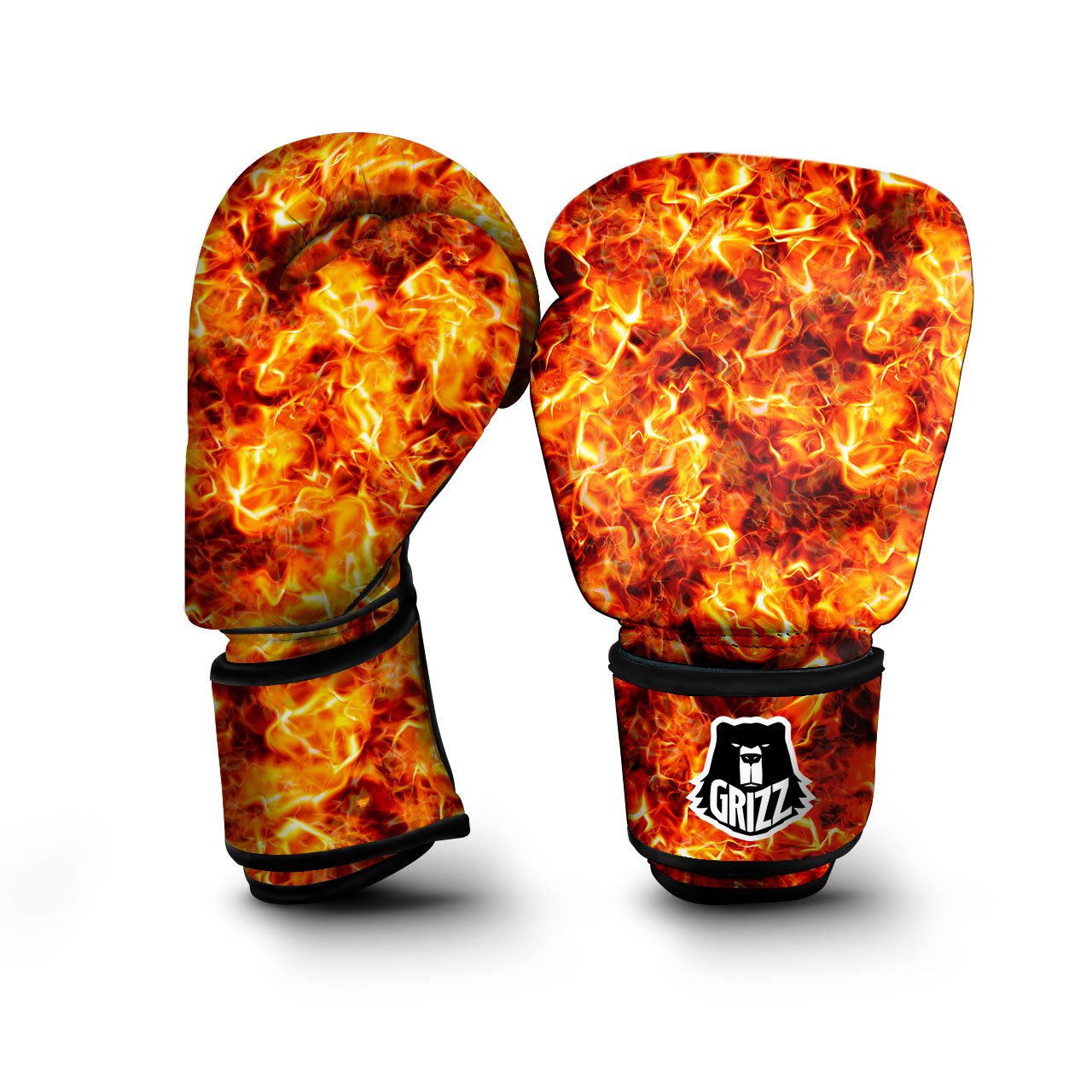 Burning Lava Print Boxing Gloves-grizzshop