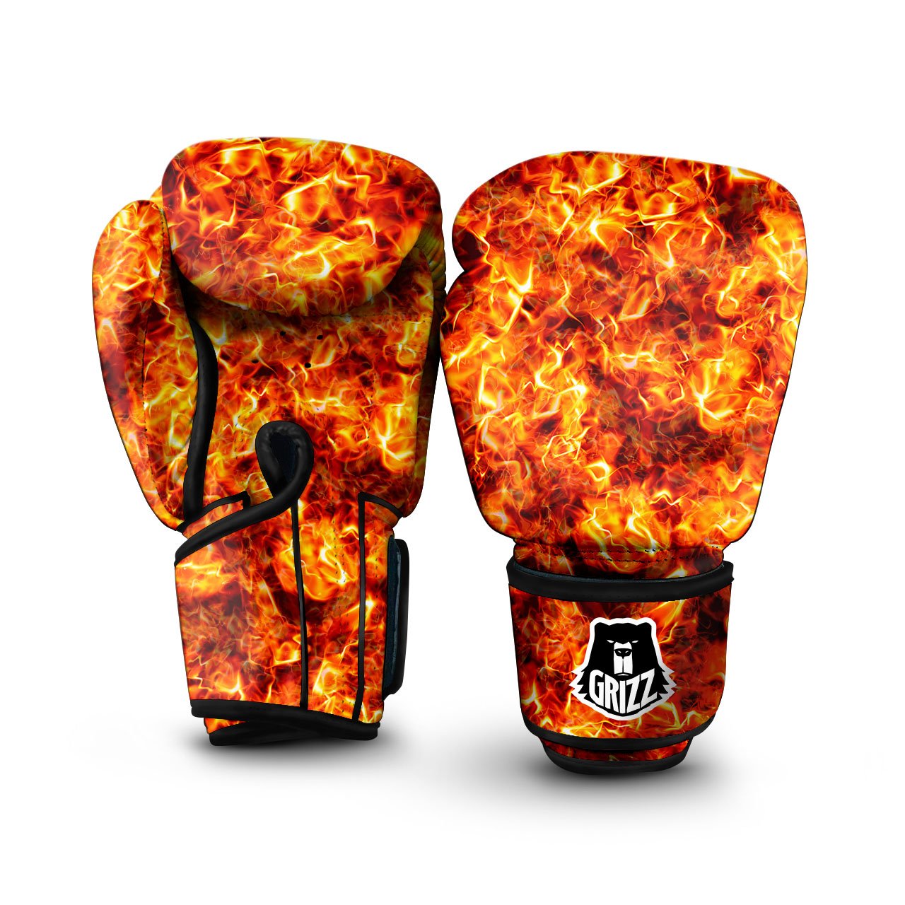 Burning Lava Print Boxing Gloves-grizzshop