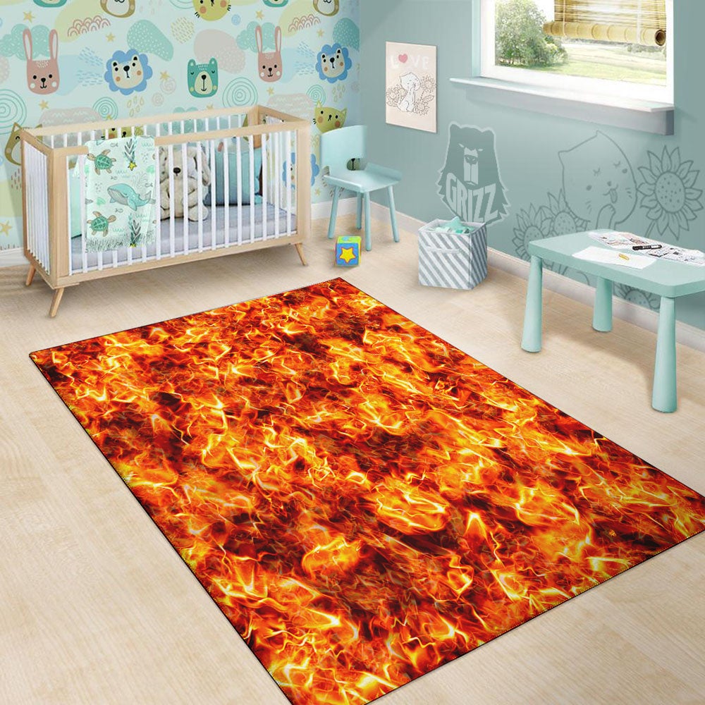 Burning Lava Print Floor Mat-grizzshop