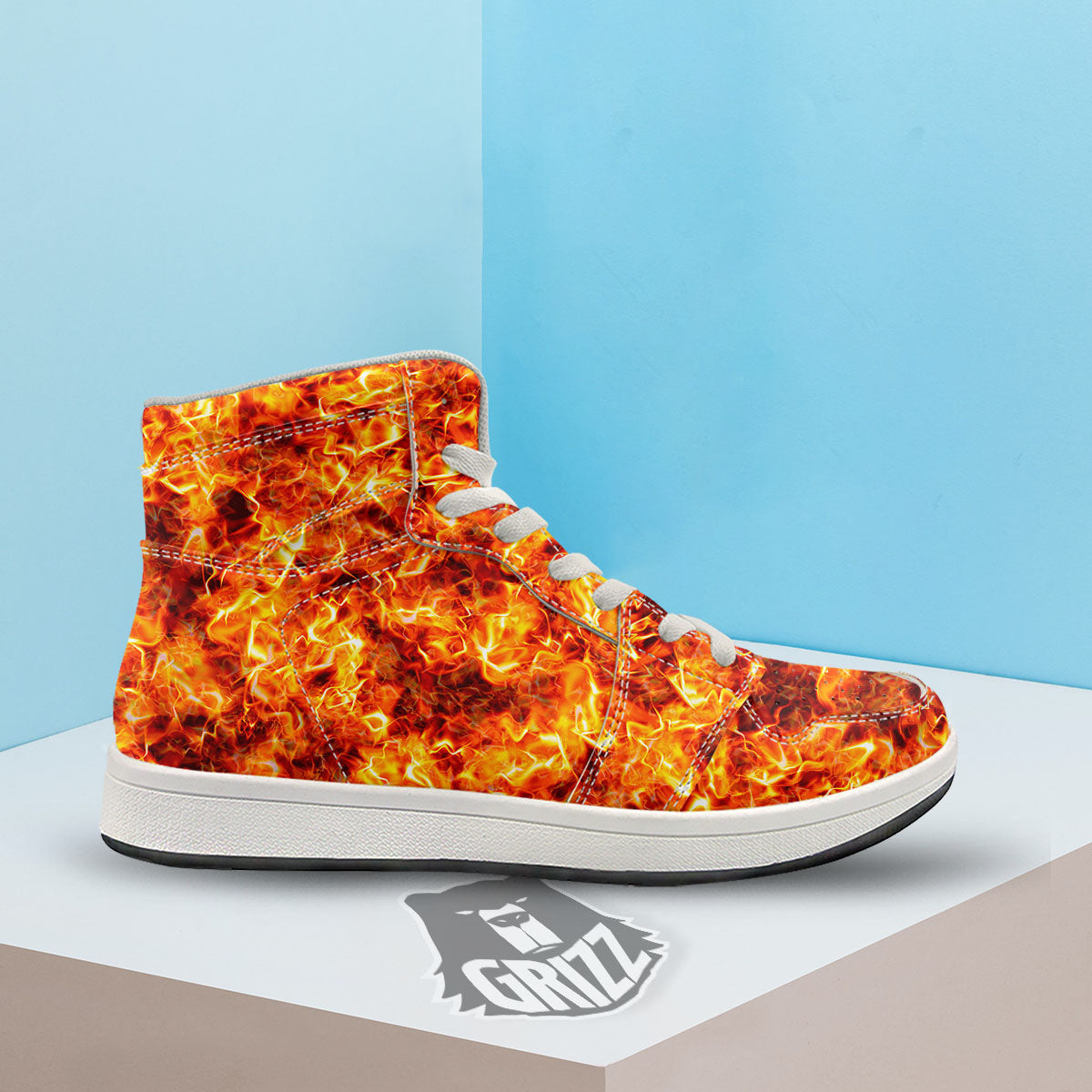 Burning Lava Print High Top Sneakers-grizzshop