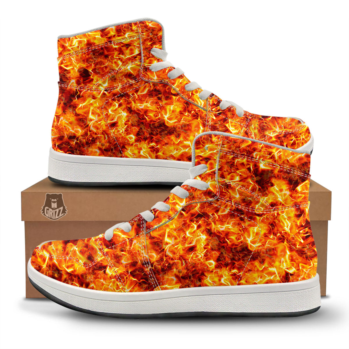 Burning Lava Print High Top Sneakers-grizzshop