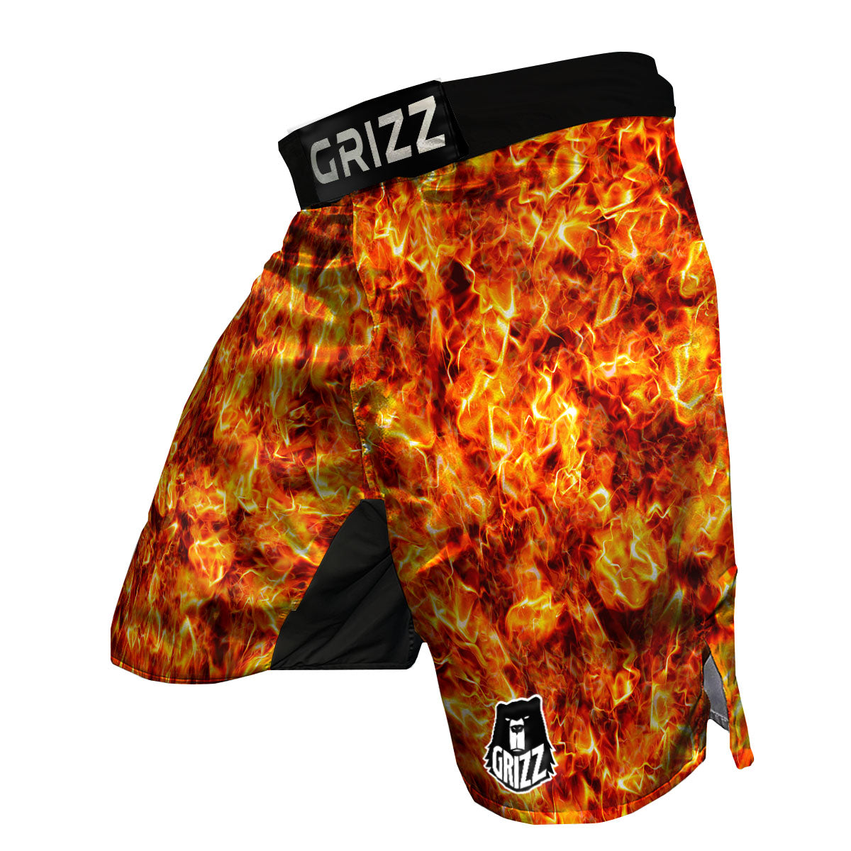 Burning Lava Print MMA Shorts-grizzshop