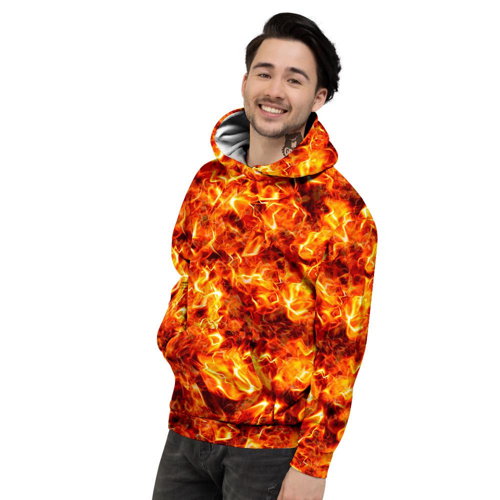 Burning Lava Print Men's Hoodie-grizzshop