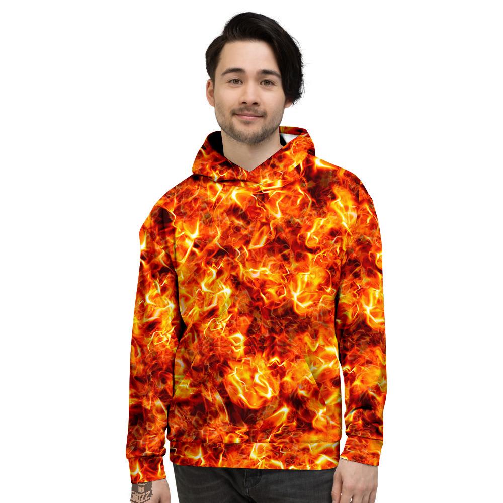 Burning Lava Print Men's Hoodie-grizzshop