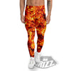 Burning Lava Print Men's Leggings-grizzshop