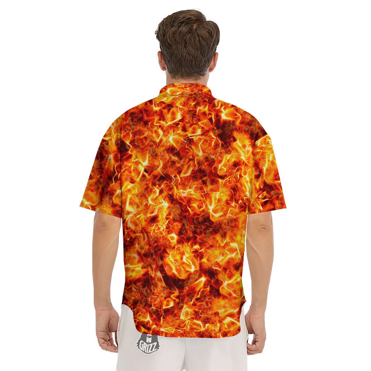 Burning Lava Print Men's Short Sleeve Shirts-grizzshop