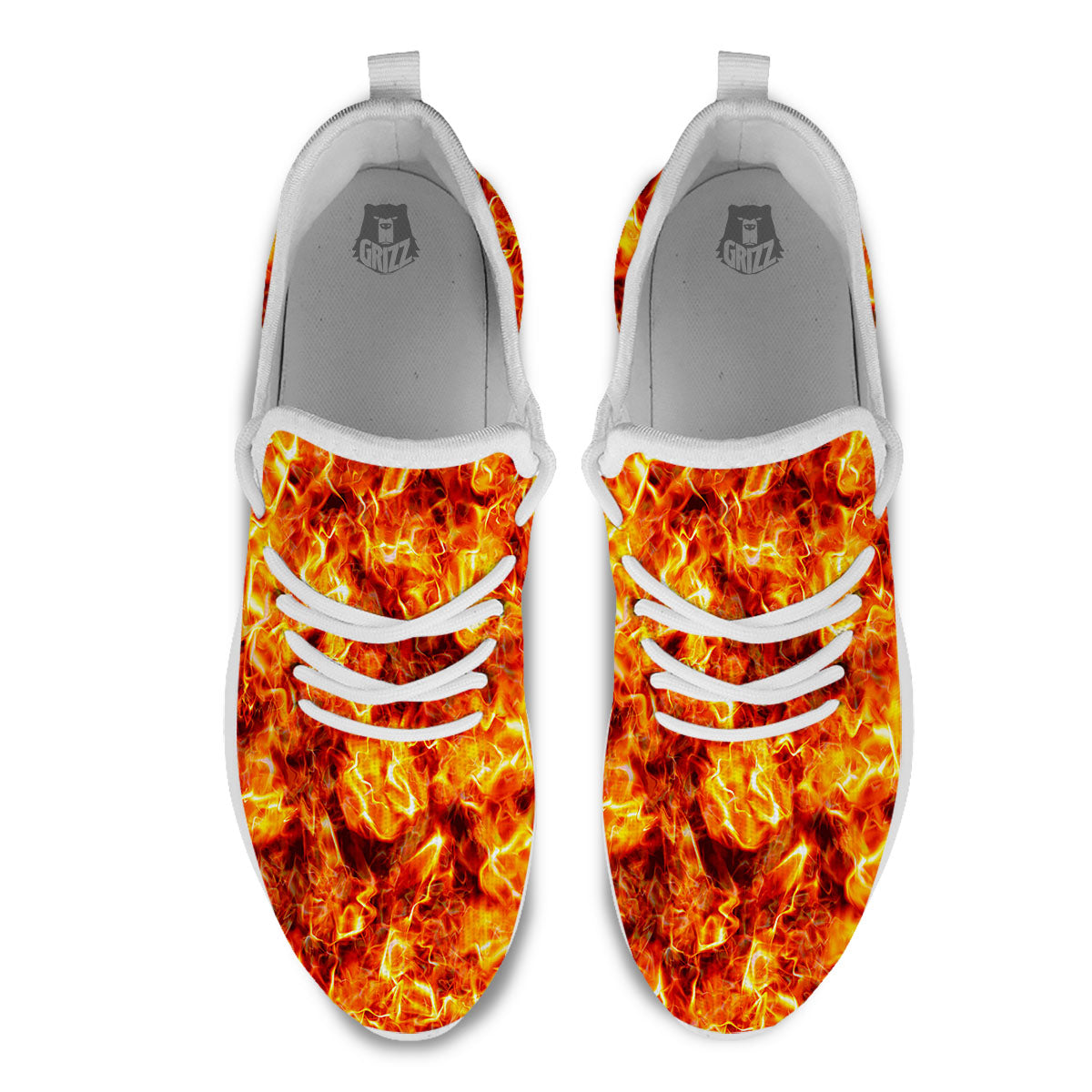 Burning Lava Print White Athletic Shoes-grizzshop