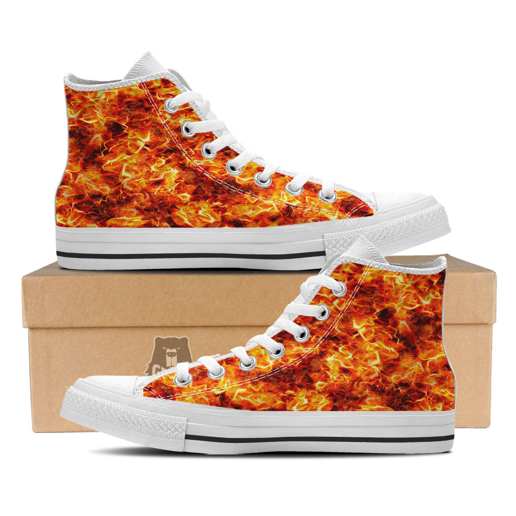 Burning Lava Print White High Top Shoes-grizzshop