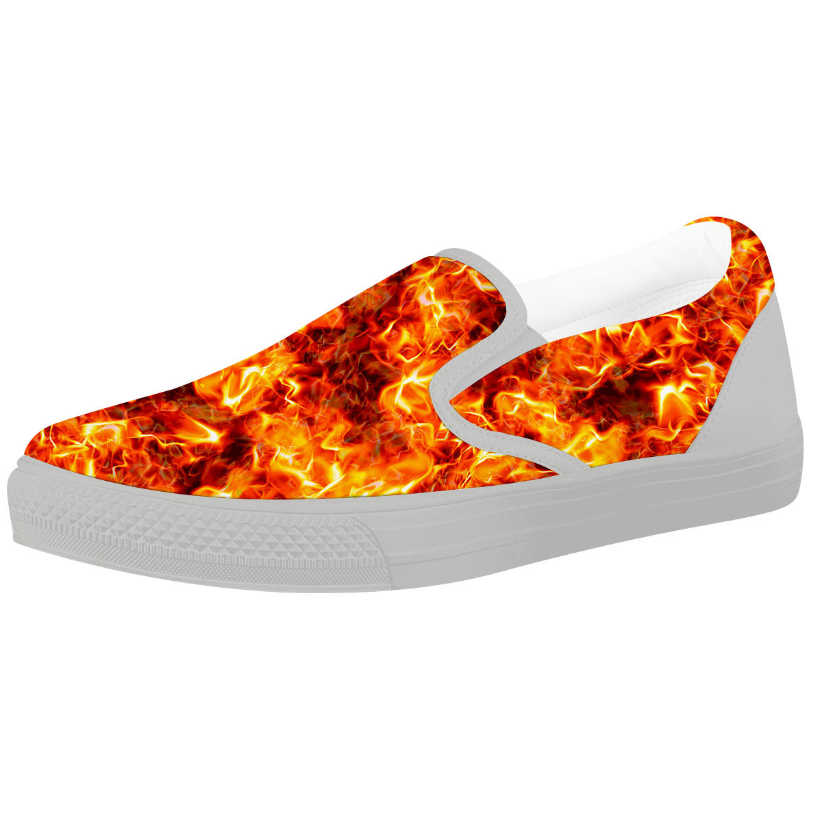 Burning Lava Print White Slip On Shoes-grizzshop
