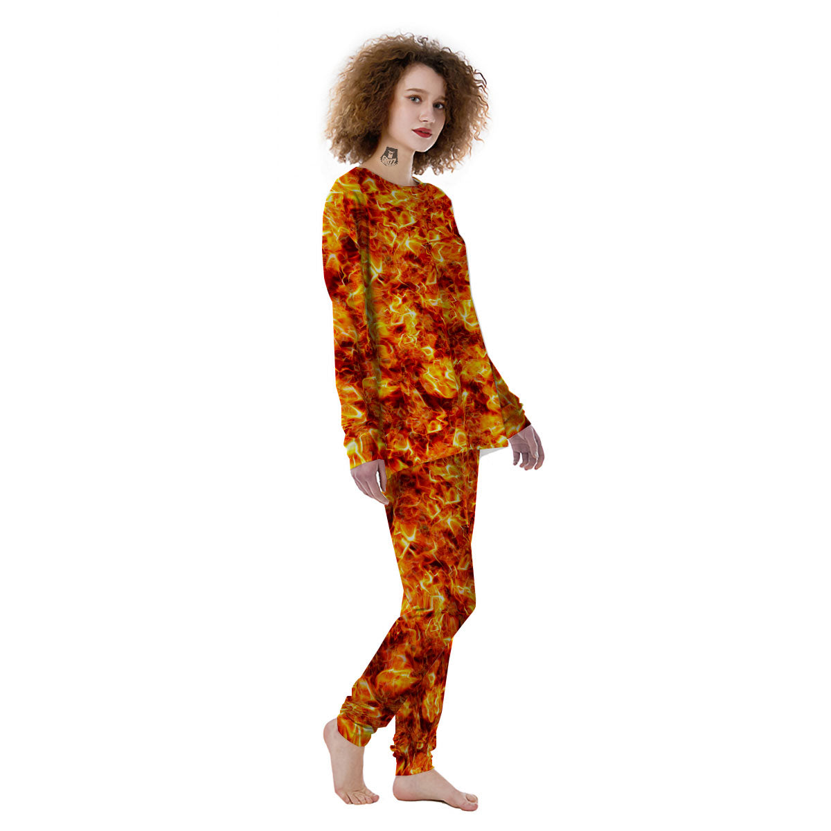 Burning Lava Print Women's Pajamas-grizzshop