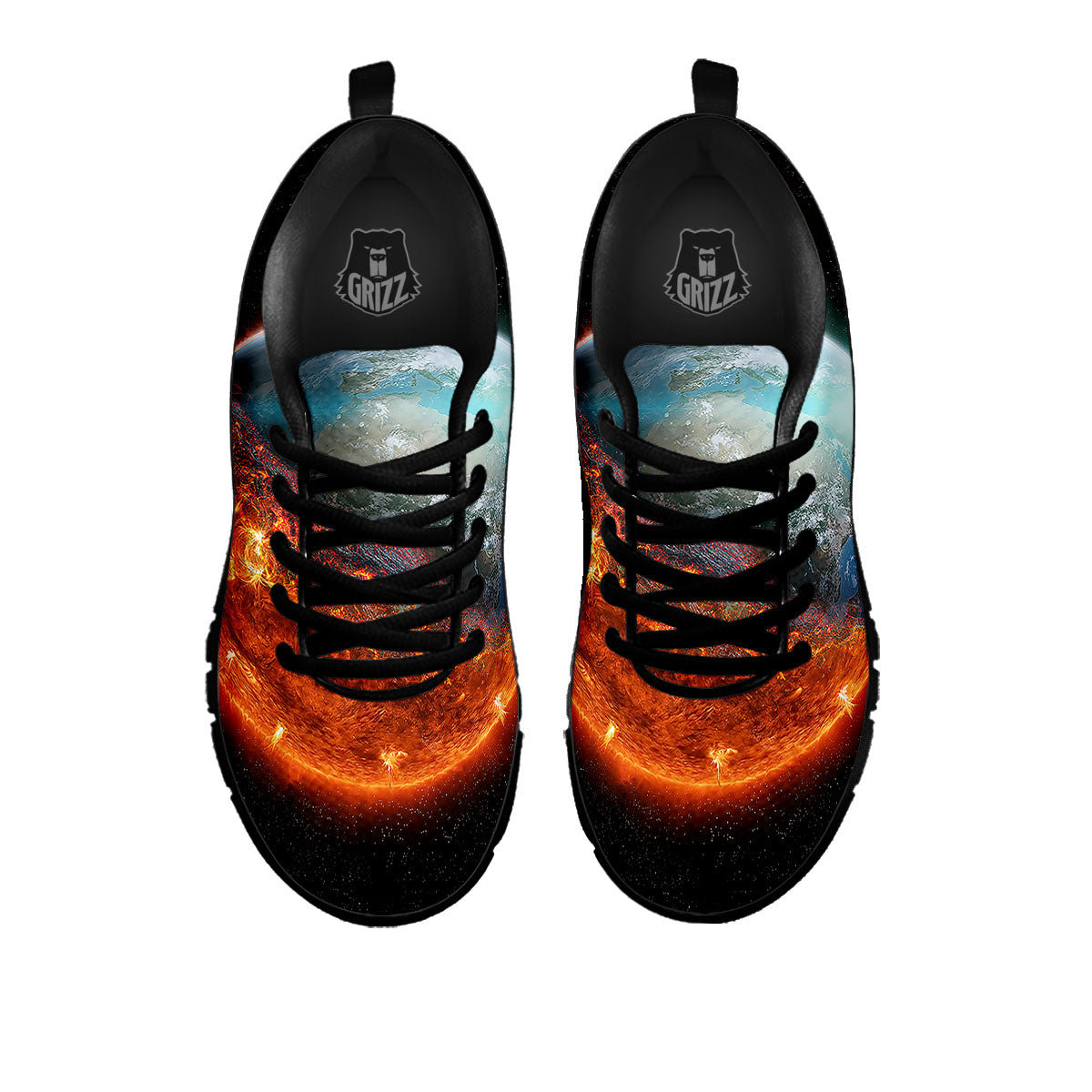 Burning Planet Print Black Sneaker-grizzshop