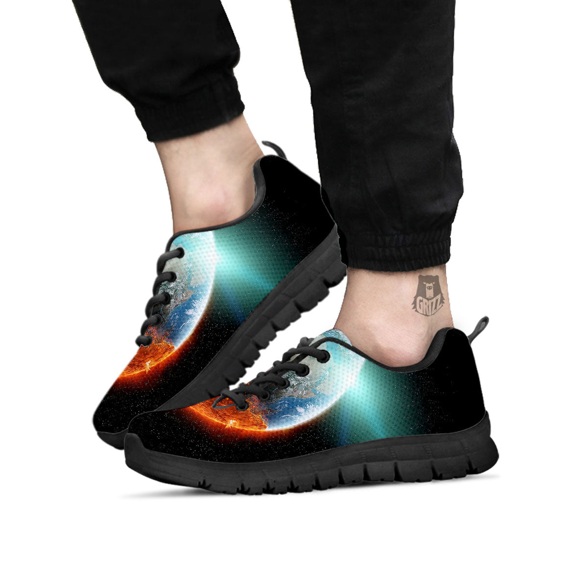 Burning Planet Print Black Sneaker-grizzshop