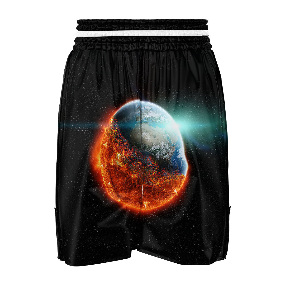 Burning Planet Print Boxing Shorts-grizzshop