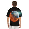 Burning Planet Print Men's Short Sleeve Shirts-grizzshop