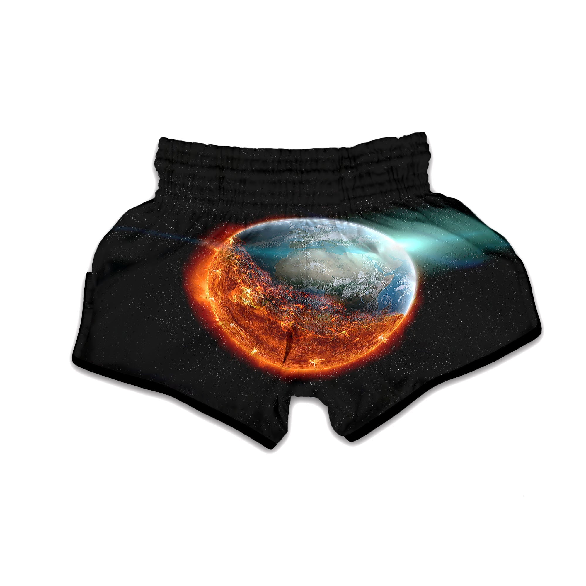 Burning Planet Print Muay Thai Boxing Shorts-grizzshop