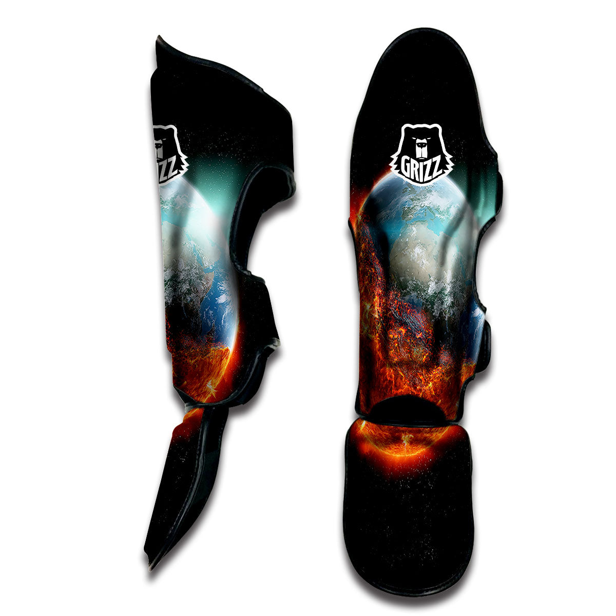 Burning Planet Print Muay Thai Shin Guards-grizzshop